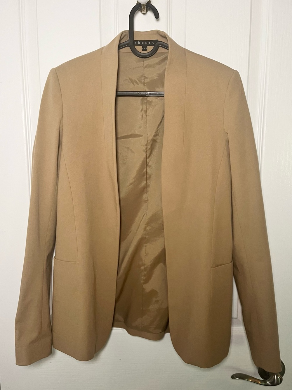 Theory Camel Open-Front Blazer